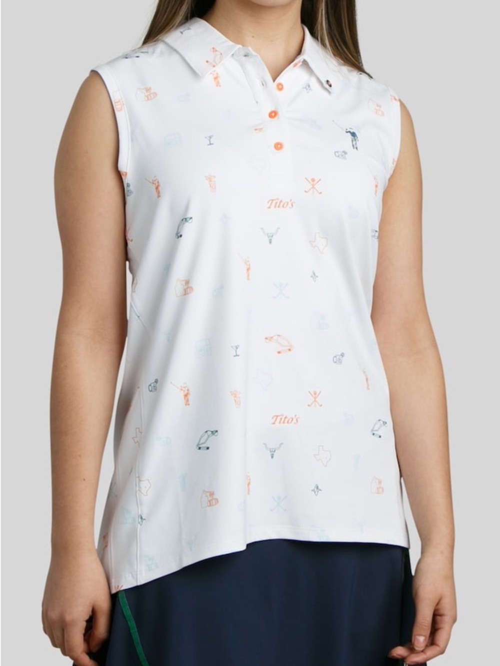 NWT William Murray x Tito’s Vodka Sleeveless Golf Polo Top White - Size M